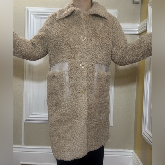 Women's Tan Sherpa Coat - Picture 3 of 11